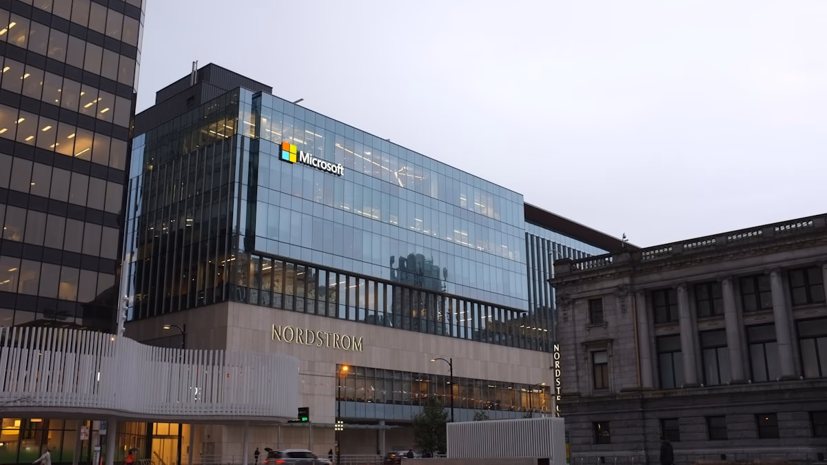 A sleek, modern representation of a neural network stack, symbolizing Microsoft's in-house AI development.