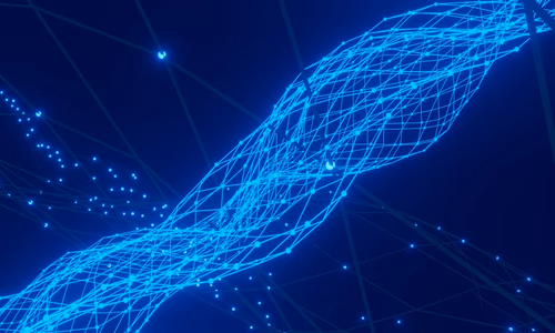 A digital representation of a wall being bypassed by a glowing stream of data, symbolizing censorship circumvention.