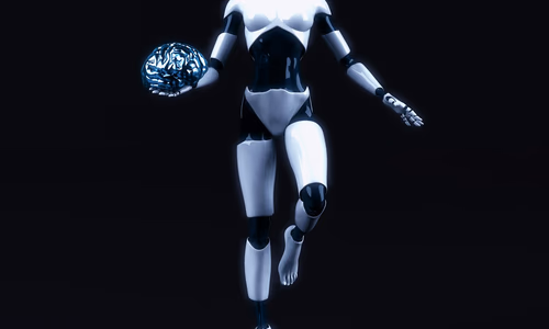 A bipedal humanoid robot mid-stride on an outdoor track at sunset, with sleek metallic limbs and articulated joints clearly visible — representing the new generation of Chinese-built embodied AI systems that are surpassing human physical performance benchmarks in 2026.