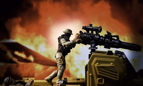 A conceptual digital visualization of a modern battlefield with AI-driven target overlays and autonomous drone icons.