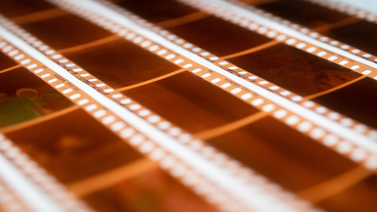 Film strips and video frames representing Meta's Muse Spark AI video generation model launched April 2026