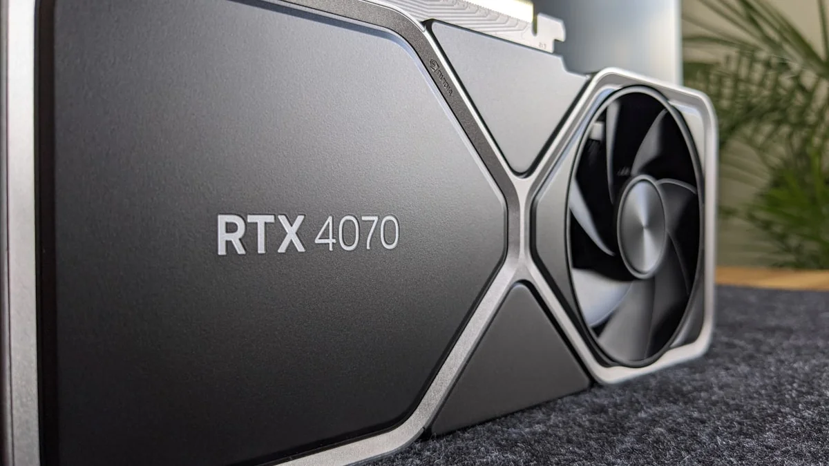 A high-performance NVIDIA RTX GPU glowing with neural network patterns, representing AI acceleration.