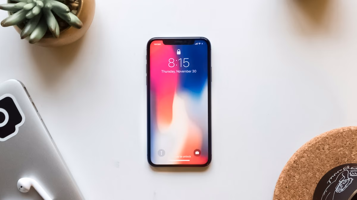 A sleek modern smartphone on a dark background.