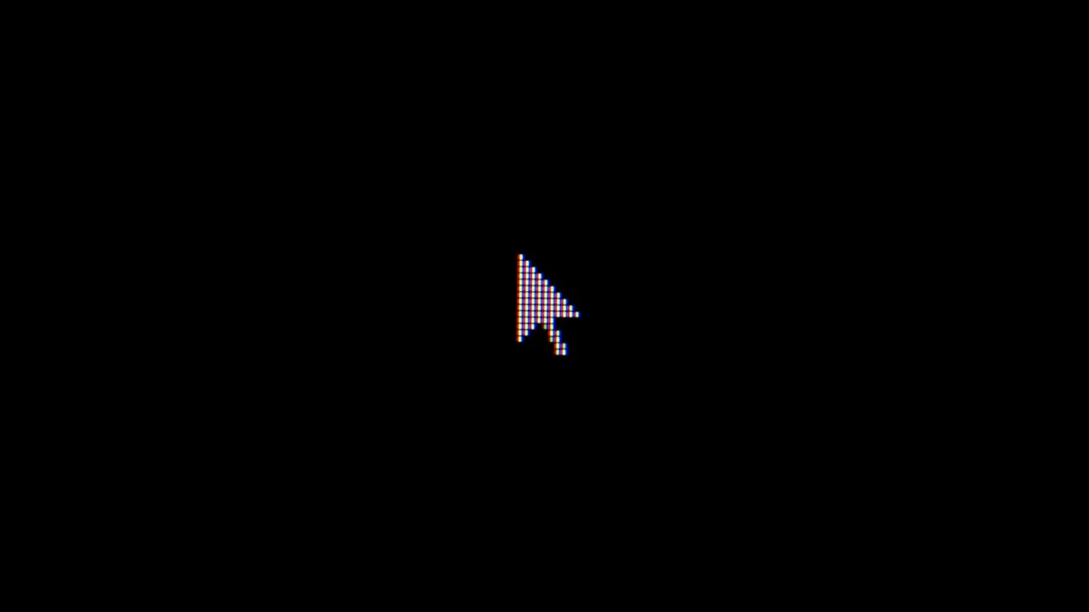 A glowing AI pointer hovering over a futuristic desktop interface with context-aware highlights