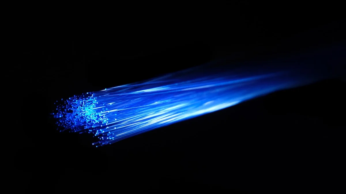 Fiber optic network and European digital infrastructure at dusk