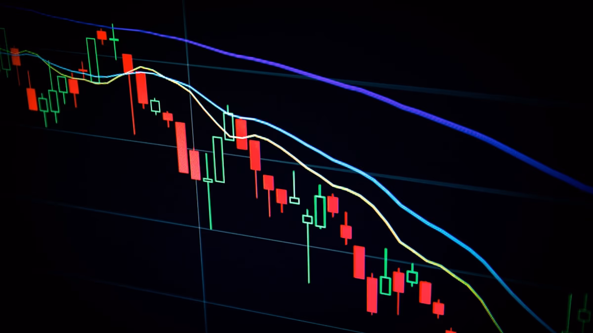 Stock market trading screen showing rising numbers representing the US-Iran ceasefire market reaction in April 2026 and its impact on tech stocks and AI chip supply chains