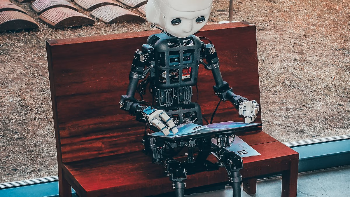 Abstract representation of artificial intelligence and human interaction.