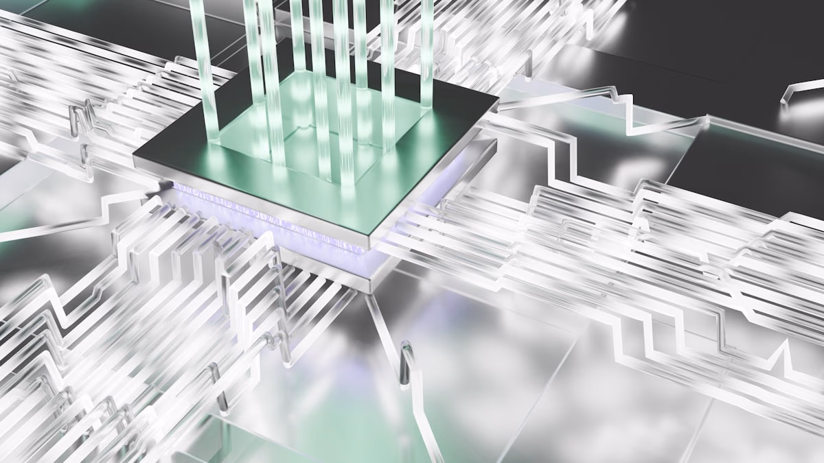 Circuit board with glowing quantum computing visualization representing post-quantum cryptography and the threat to current encryption standards in 2026